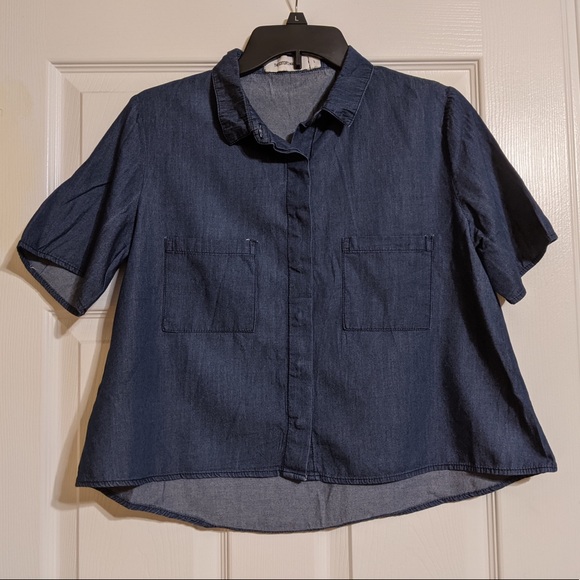 The editor’s market chambray crop shirt - Picture 1 of 6